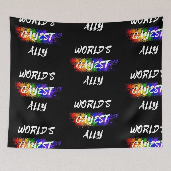 Item preview, World's Gayest Ally Color Splash LGBT Ally Joke In Black designed and sold by LuckyKermit.