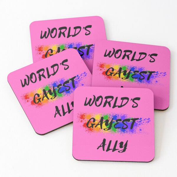 Item preview, World's Gayest Ally Color Splash LGBT Ally Joke In Pink designed and sold by LuckyKermit.