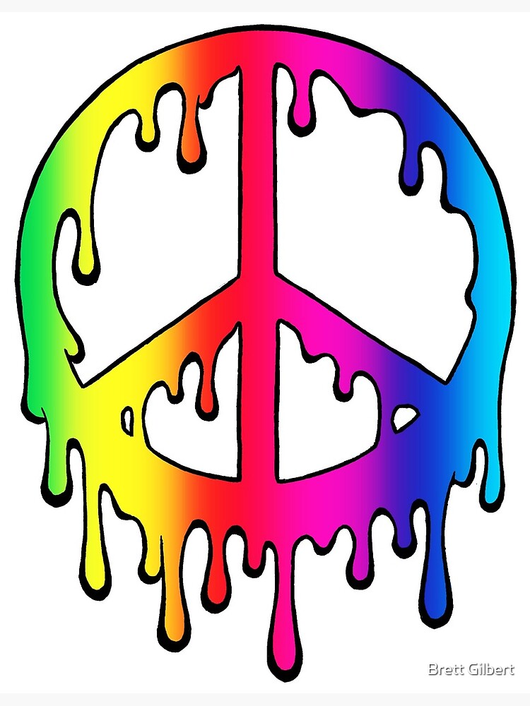 Dripping Rainbow Peace Symbol Greeting Card By Bgilbert Redbubble