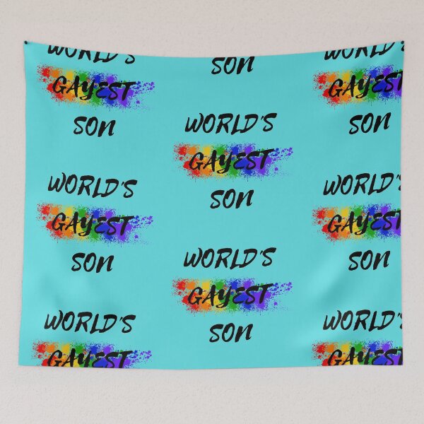 Item preview, World's Gayest Son Color Splash For Pride Month In Cyan designed and sold by LuckyKermit.