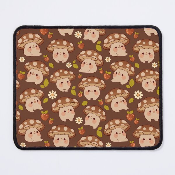 Item preview, Brown mushroom pattern with strawberries and daisies brown designed and sold by Rihnlin.