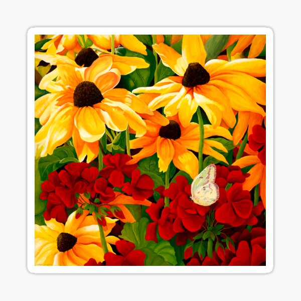 Sunflowers and Geraniums Sticker