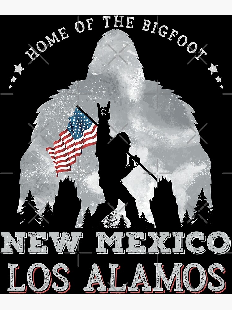Disover New Mexico Los Alamos Funny Bigfoot American Flag In The Forest Sasquatch Premium Matte Vertical Poster