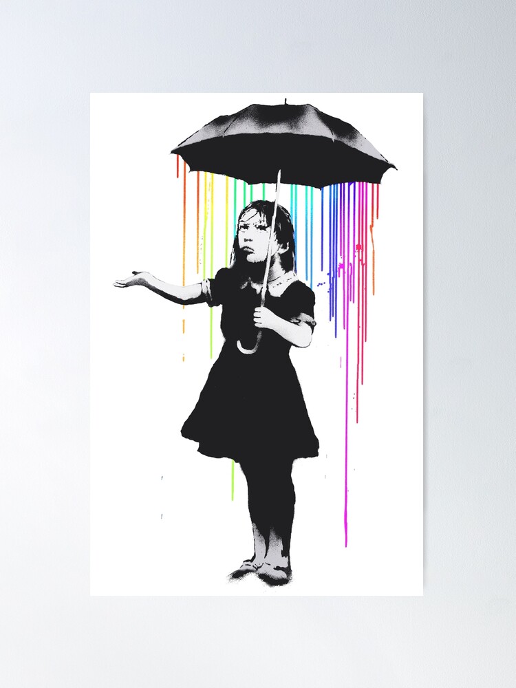 Öffne Deinen Schirm und es regnet Herzen Banksy' Sticker