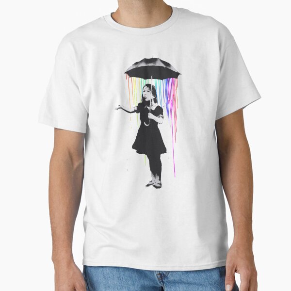 Umbrella Girl Colorful - Banksy Classic T-Shirt