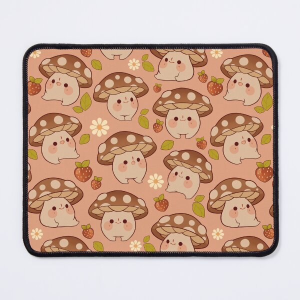 Item preview, Brown mushroom pattern with strawberries and daisy flowers pink designed and sold by Rihnlin.