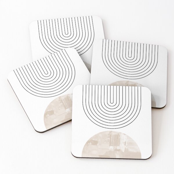 Artikelvorschau, Geometrische Formen Moderne Kunst der Mitte des Jahrhunderts in beige und schwarzen Linien entworfen und verkauft von ArticraftShop.