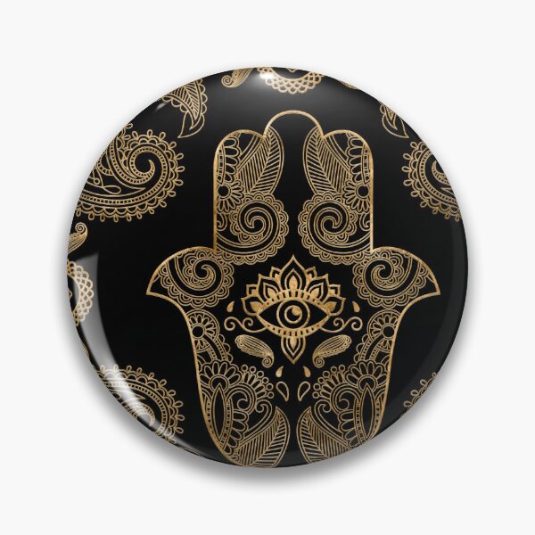 Item preview, Hamsa Hand Black and gold Ornament  designed and sold by k9printart.