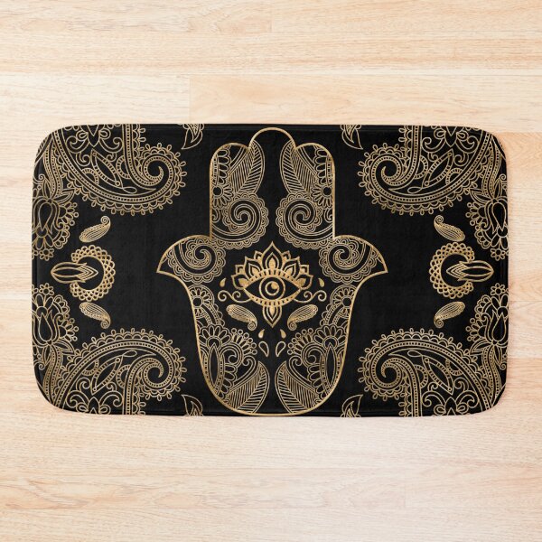 Item preview, Hamsa Hand Black and gold Ornament  designed and sold by k9printart.