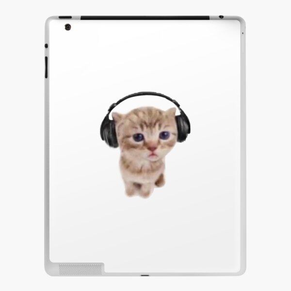 cat headphone listen music sticker iPad Case & Skin for Sale by MIN Anders