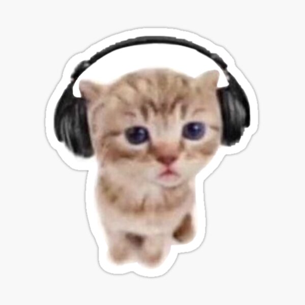 kitten listening to music Sticker