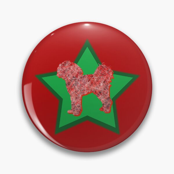 Item preview, Cavapoo Red Christmas Dog Silhouette & Green Star designed and sold by AMSonArt.