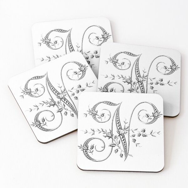 Item preview, Monogram Initial N Vintage French Rosebud Letter in Black designed and sold by artanlei.
