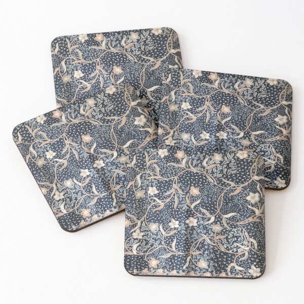 Item preview, Indonesia handmade hand-drawn batik tulis primissima cotton fabric pastel navy floral Lasem designed and sold by Morcawork.