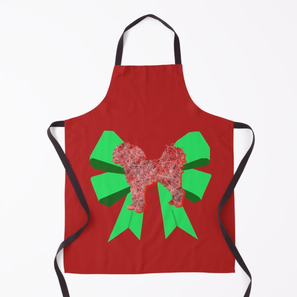 Item preview, Cavapoo Red Christmas Dog Silhouette & Green Bow designed and sold by AMSonArt.