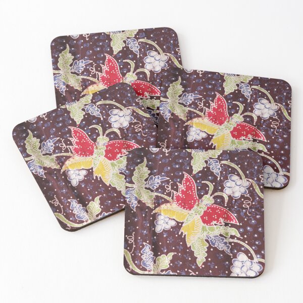 Item preview, Indonesia handmade-hand-drawn butterfly floral grape fruit Lasem cotton batik fabric designed and sold by Morcawork.