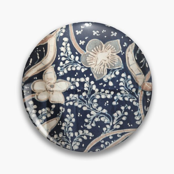 Item preview, Indonesia handmade hand-drawn batik tulis cotton fabric pastel navy floral Lasem designed and sold by Morcawork.