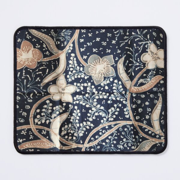 Item preview, Indonesia handmade hand-drawn batik tulis cotton fabric pastel navy floral Lasem designed and sold by Morcawork.