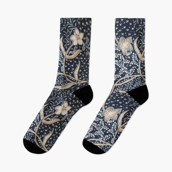 Item preview, Indonesia handmade hand-drawn batik tulis cotton fabric pastel navy floral Lasem designed and sold by Morcawork.