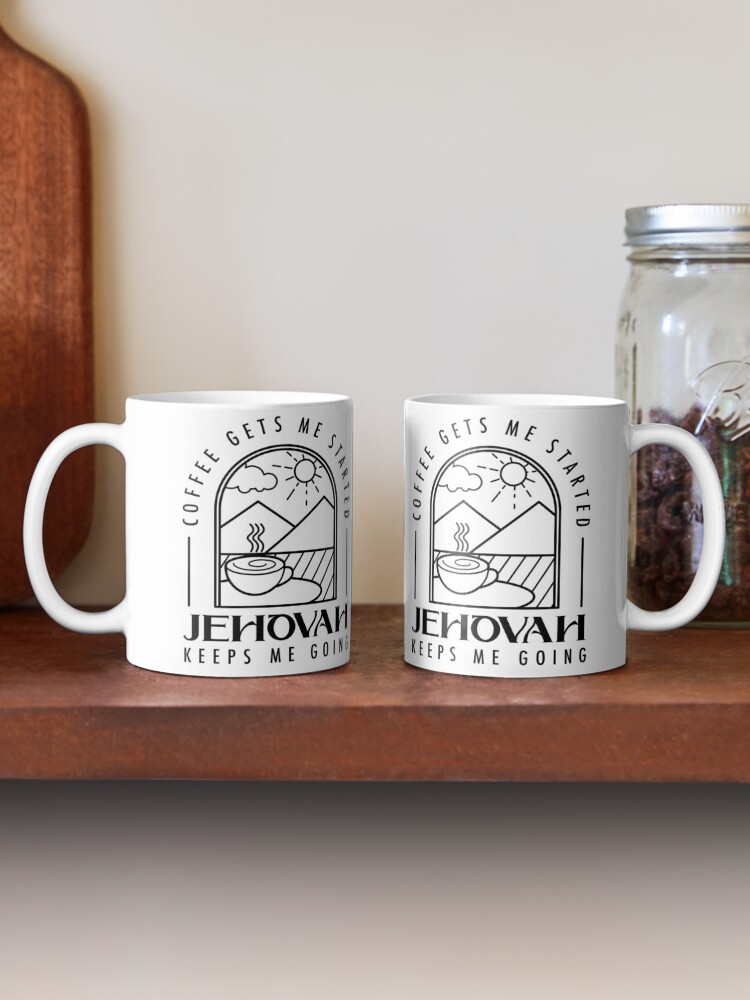 Thumbnail 2 of 6, Coffee Mug, COFFEE GETS ME STARTED, JEHOVAH KEEPS ME GOING designed and sold by Paper Bee Gift Shop.