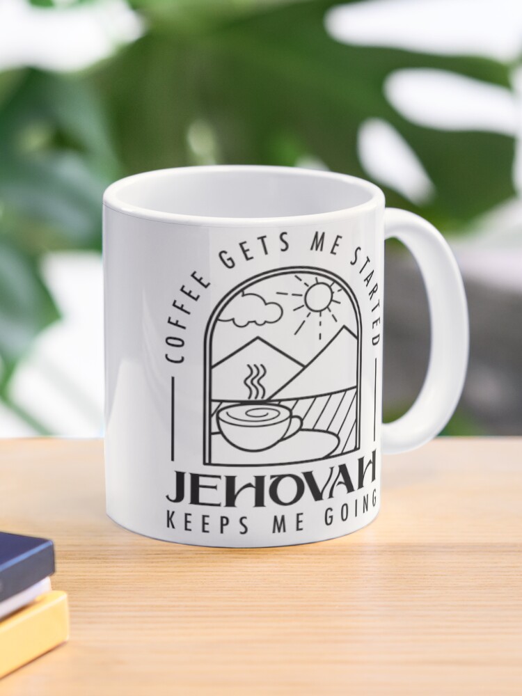 Thumbnail 1 of 6, Coffee Mug, COFFEE GETS ME STARTED, JEHOVAH KEEPS ME GOING designed and sold by Paper Bee Gift Shop.