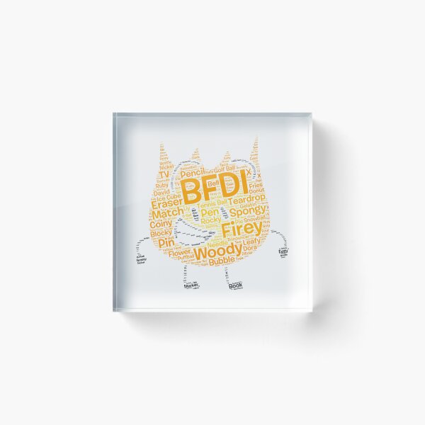 Item preview, BFDI Word Cloud Firey Shaped   designed and sold by CharlesMohler85.