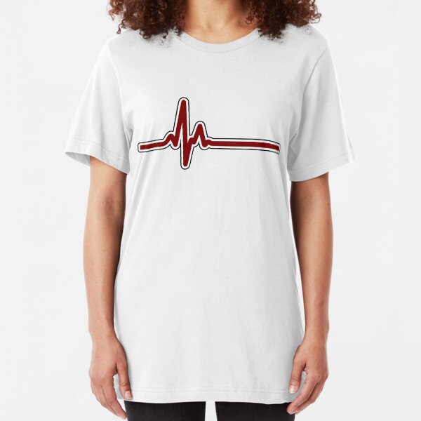 Heartbeat ECG Red Slim Fit T-Shirt