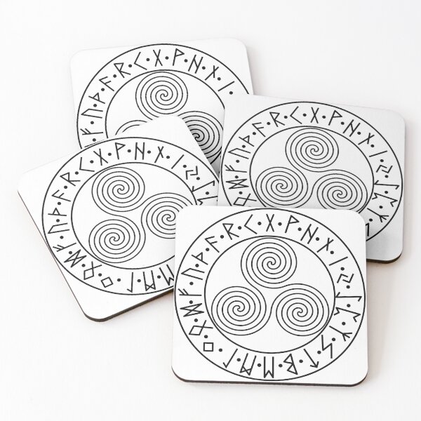 Item preview, Celtic Spiral Futhark Circle black designed and sold by AgeOfHeroes.