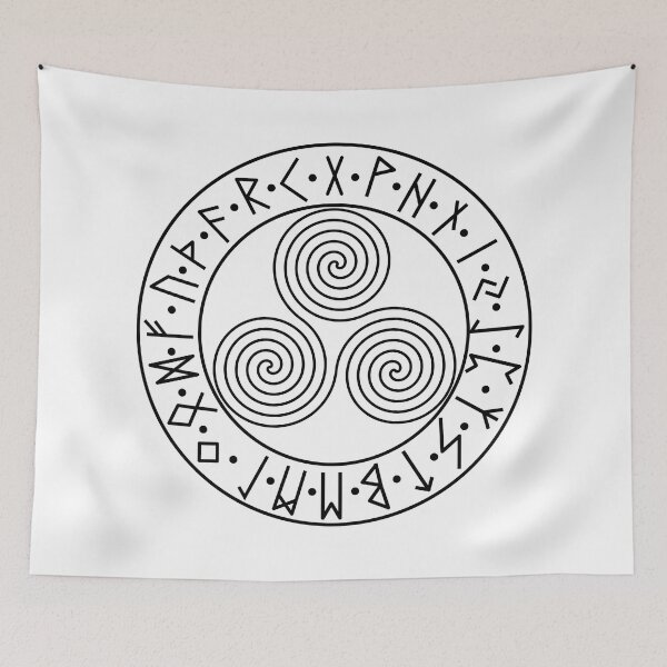 Item preview, Celtic Spiral Futhark Circle black designed and sold by AgeOfHeroes.
