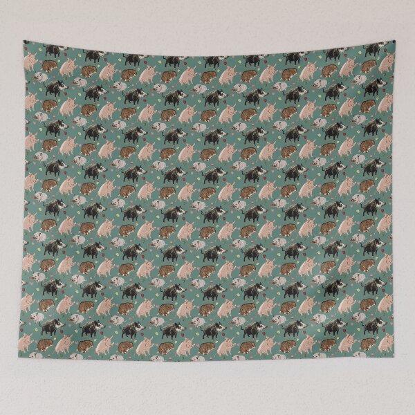 Item preview, Pig pattern in Teal designed and sold by EskTuulispaa.