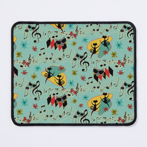 Item preview, Rockabilly Cool Cats on Aqua designed and sold by bmfabricdesigns.
