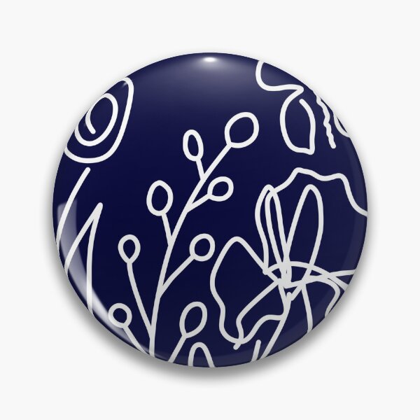 Item preview, Minimalism Flowers, Dark Blue, White lines, Butterfly  designed and sold by AnnLilac.