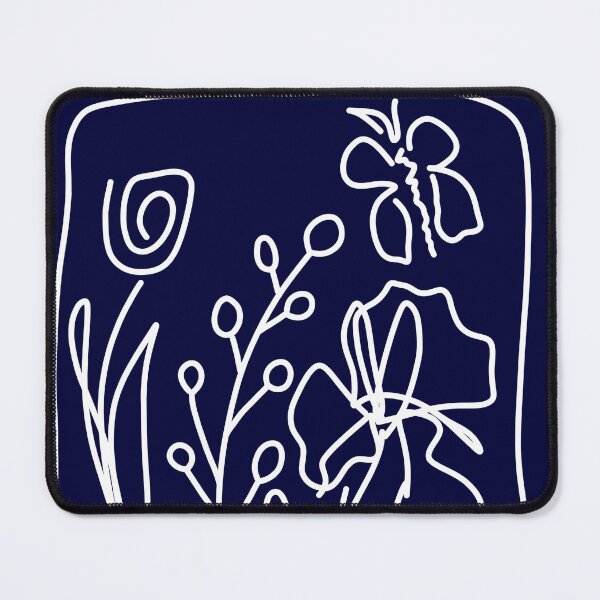 Item preview, Minimalism Flowers, Dark Blue, White lines, Butterfly designed and sold by AnnLilac.