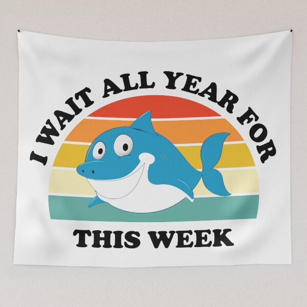 Item preview, I Wait All Year For This Week Shirt Funny Shark Fitted designed and sold by istoriadesign.