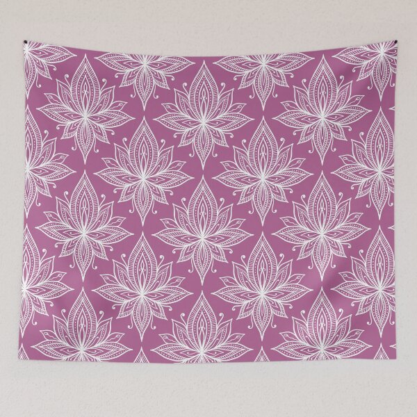 Item preview, Fuchsia Lotus Damask Pattern designed and sold by Julie Erin Designs.