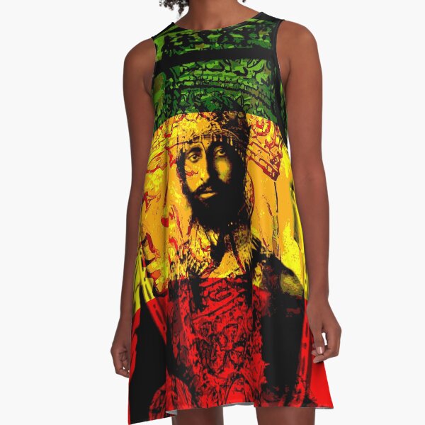 Rasta Haile Selassie Natural Mystic Lion of Judah A-Line Dress
