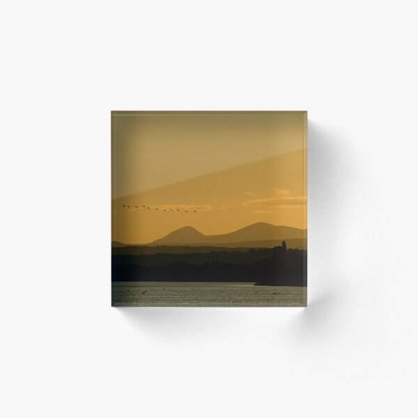 Geese over Derryveagh mountains at Twilight Acrylic Block