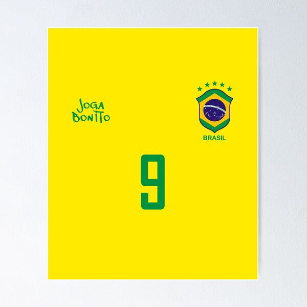 Brazil Football Team Soccer Retro Jersey Joga Bonito Number 9  Poster for  Sale by A World Of Football (Soccer)