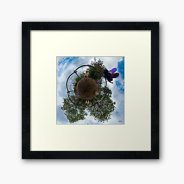 Siblings on a 6 Seater Swing Framed Art Print