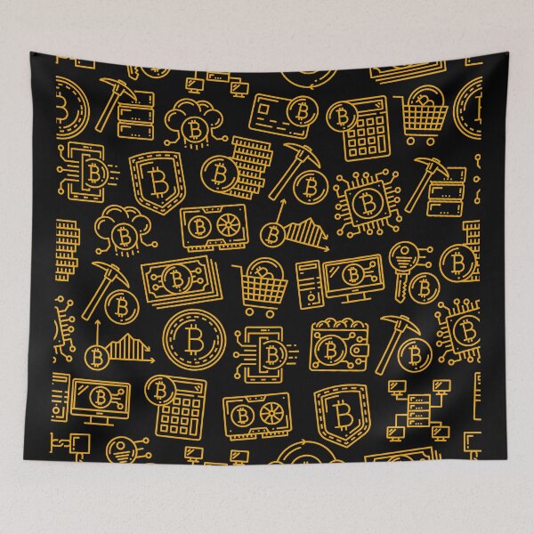 Item preview, Bitcoin Pattern in Gold (Bitcoin Mining, Bitcoin Cash) designed and sold by CryptoBeings.