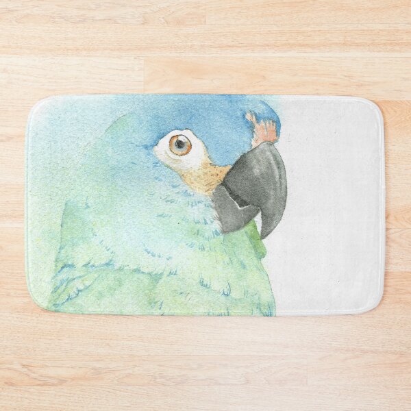 Item preview,  blue-winged macaw parrot portrait watercolor painting tropical pet designed and sold by L'Atelier Oranjade.
