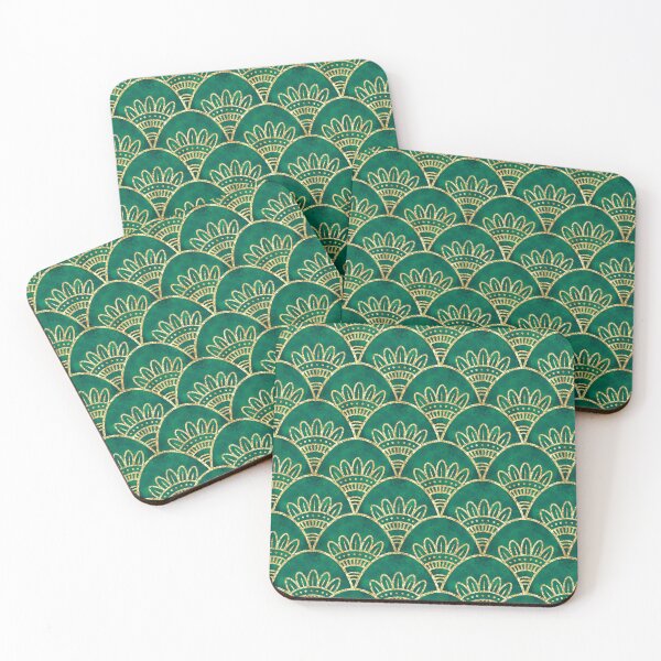 Item preview, Green and Gold Scallop Pattern designed and sold by Julie Erin Designs.