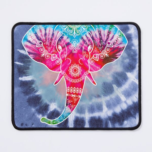 Artikelvorschau, Tie Dye Reverse, Hippie-inspiriertes Design der 60er Jahre mit einem farbenfrohen Mandala-Elefant entworfen und verkauft von haRexia.