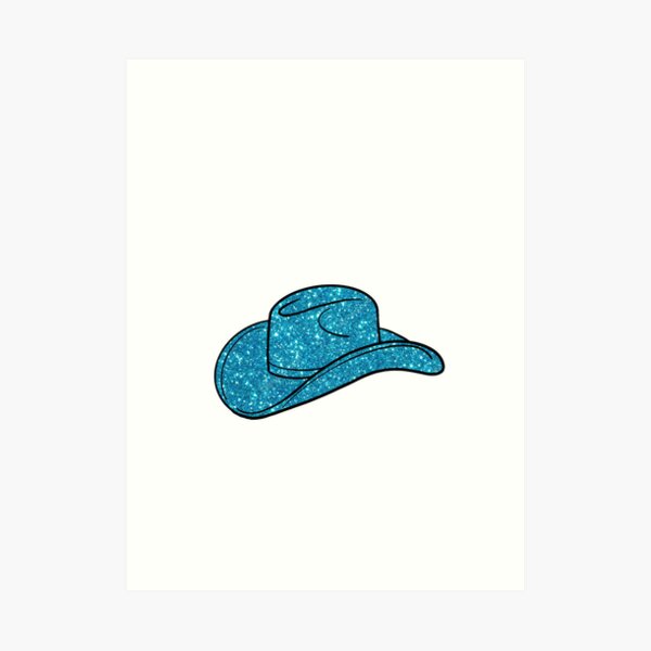 "Blue Glitter Cowboy Hat" Art Print for Sale by Margeauxriehm Redbubble