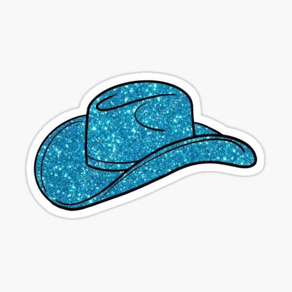"Blue Glitter Cowboy Hat" Sticker for Sale by Margeauxriehm Redbubble