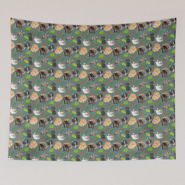 Item preview, Bunnies pattern in teal designed and sold by EskTuulispaa.