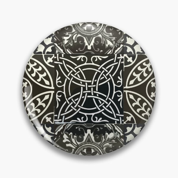 Item preview, Mandala black and white authentic mexican talavera tile geometric pattern majolica boho chic interior design designed and sold by T-Mex.