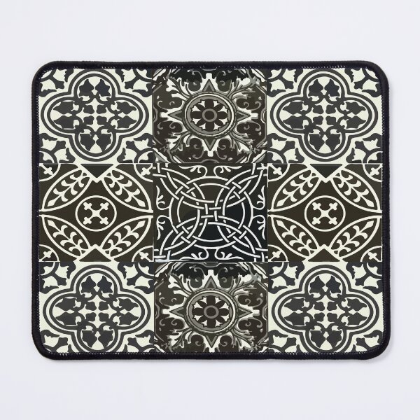Item preview, Mandala black and white authentic mexican talavera tile geometric pattern majolica boho chic interior design designed and sold by T-Mex.