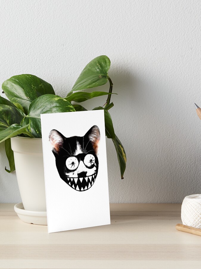 Crazy Psycho Weird Cat t shirt Art Board Print for Sale by Johannesart Redbubble