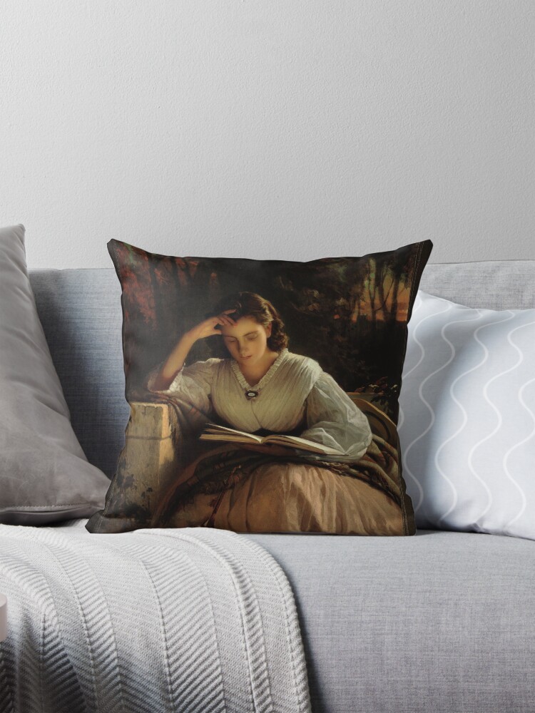Reading Woman by Ivan Kramskoi Remastered Xzendor7 Classical Art Reproduction Throw Pillow